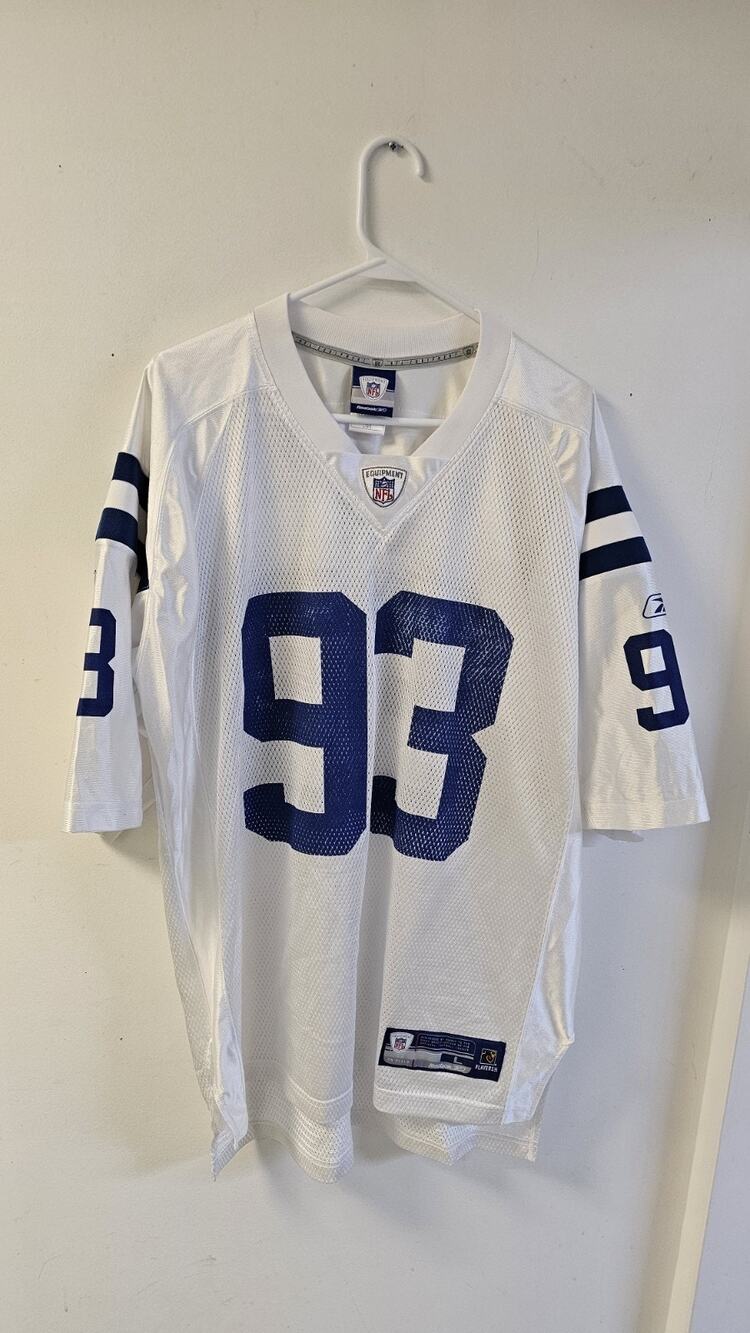 Reebok Dwight Freeney #93 Indianapolis Colts White On Field Jersey Size Large